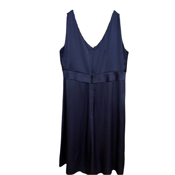 ARMANI COLLEZIONI Navy Blue 100% Silk Wrap Top Knee Length Italy Dress Sz 14 - Picture 3 of 10